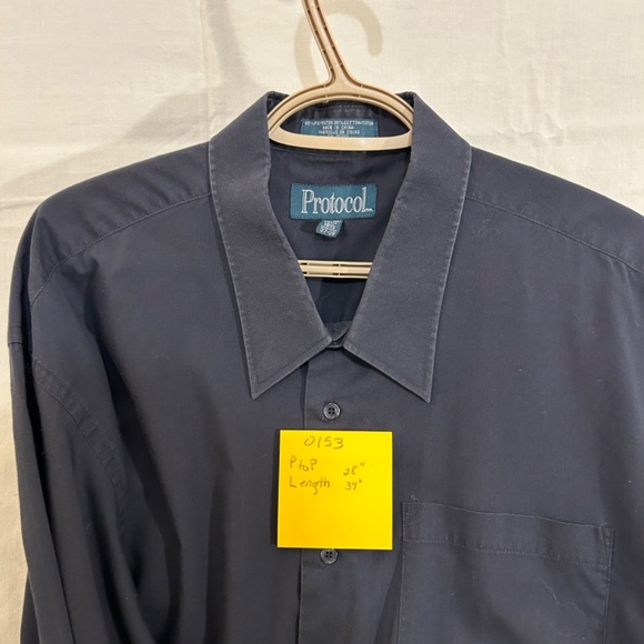 Men's Long Sleeve Navy Blue Dress Shirt from Protocol Size 18.5 - Picture 8 of 8